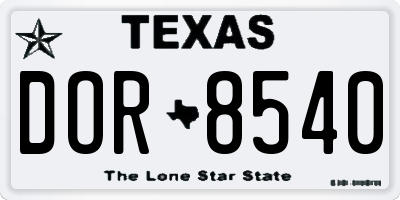 TX license plate DOR8540