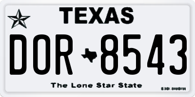 TX license plate DOR8543