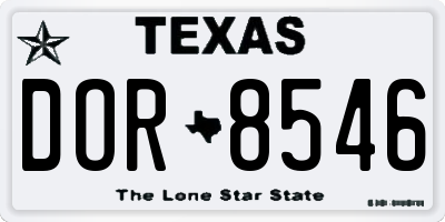 TX license plate DOR8546