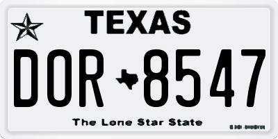 TX license plate DOR8547