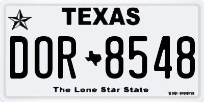 TX license plate DOR8548
