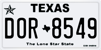 TX license plate DOR8549