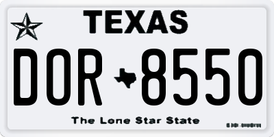 TX license plate DOR8550