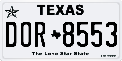 TX license plate DOR8553