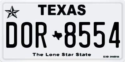 TX license plate DOR8554