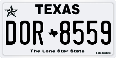 TX license plate DOR8559