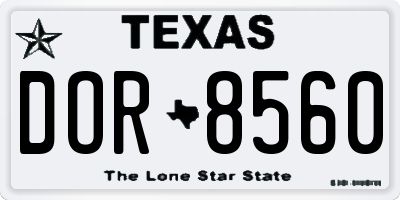 TX license plate DOR8560