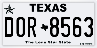 TX license plate DOR8563