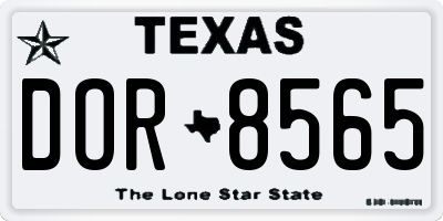 TX license plate DOR8565