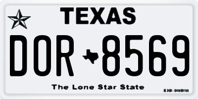 TX license plate DOR8569