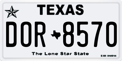 TX license plate DOR8570