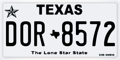 TX license plate DOR8572