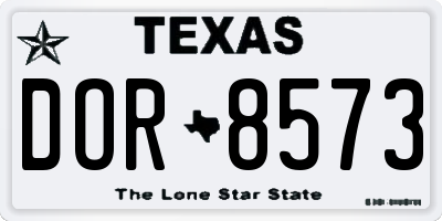 TX license plate DOR8573