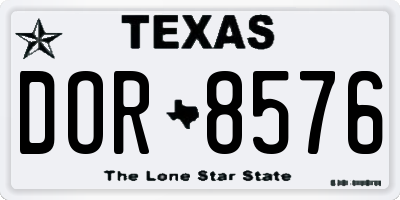 TX license plate DOR8576