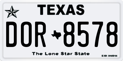 TX license plate DOR8578