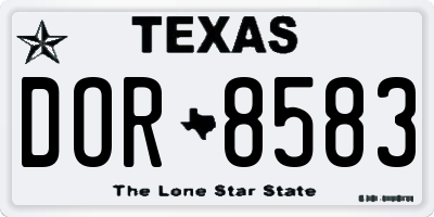 TX license plate DOR8583