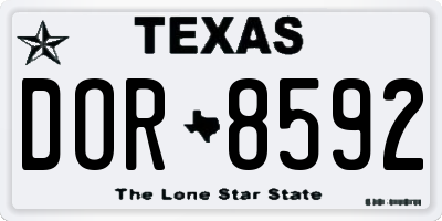 TX license plate DOR8592