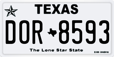 TX license plate DOR8593