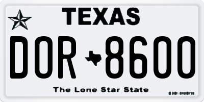 TX license plate DOR8600