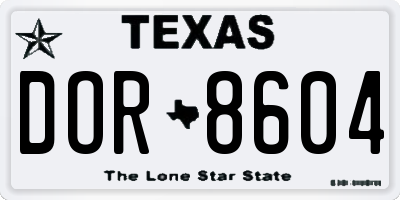 TX license plate DOR8604