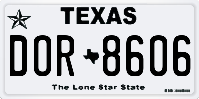 TX license plate DOR8606