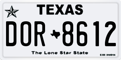TX license plate DOR8612