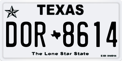 TX license plate DOR8614