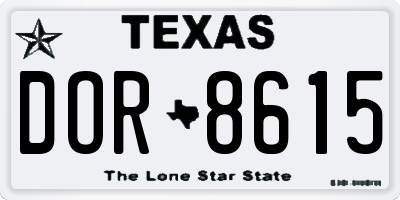 TX license plate DOR8615