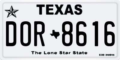 TX license plate DOR8616