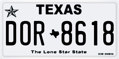 TX license plate DOR8618