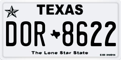 TX license plate DOR8622
