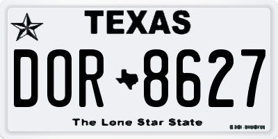 TX license plate DOR8627