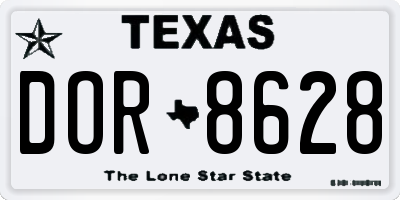 TX license plate DOR8628