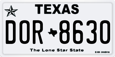 TX license plate DOR8630