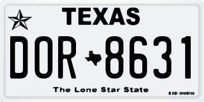 TX license plate DOR8631