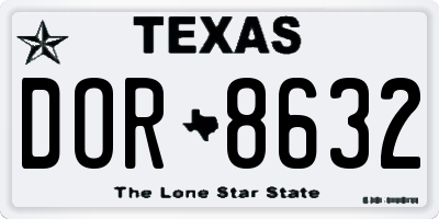 TX license plate DOR8632