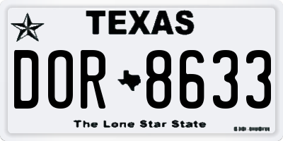 TX license plate DOR8633
