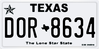 TX license plate DOR8634