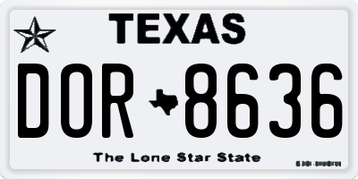 TX license plate DOR8636