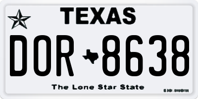 TX license plate DOR8638