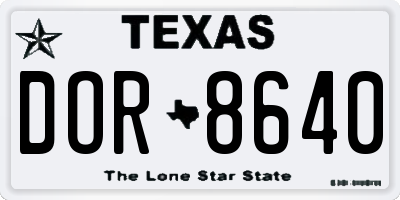 TX license plate DOR8640