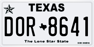 TX license plate DOR8641