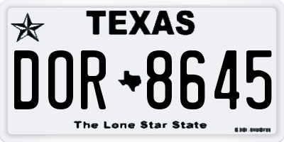 TX license plate DOR8645