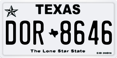 TX license plate DOR8646