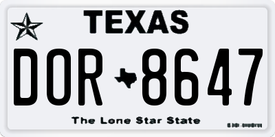 TX license plate DOR8647