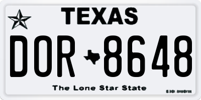 TX license plate DOR8648