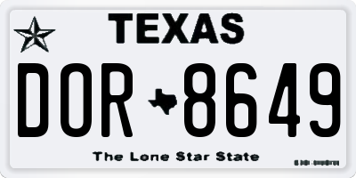 TX license plate DOR8649