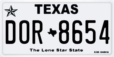 TX license plate DOR8654