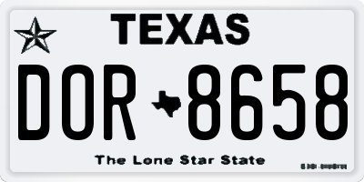 TX license plate DOR8658