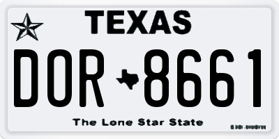 TX license plate DOR8661